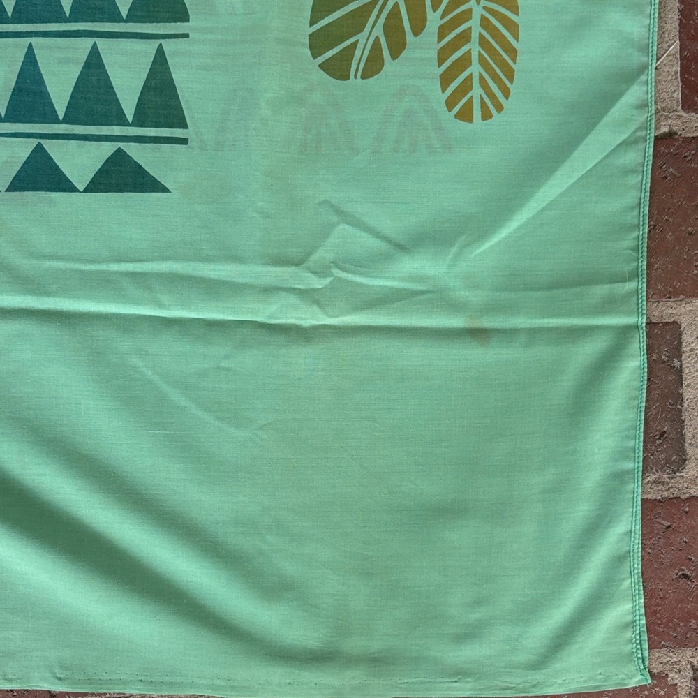 Vintage Aqua Swim Sarong/Sari with Teal and Gold Geometric Print - Picture 15 of 15